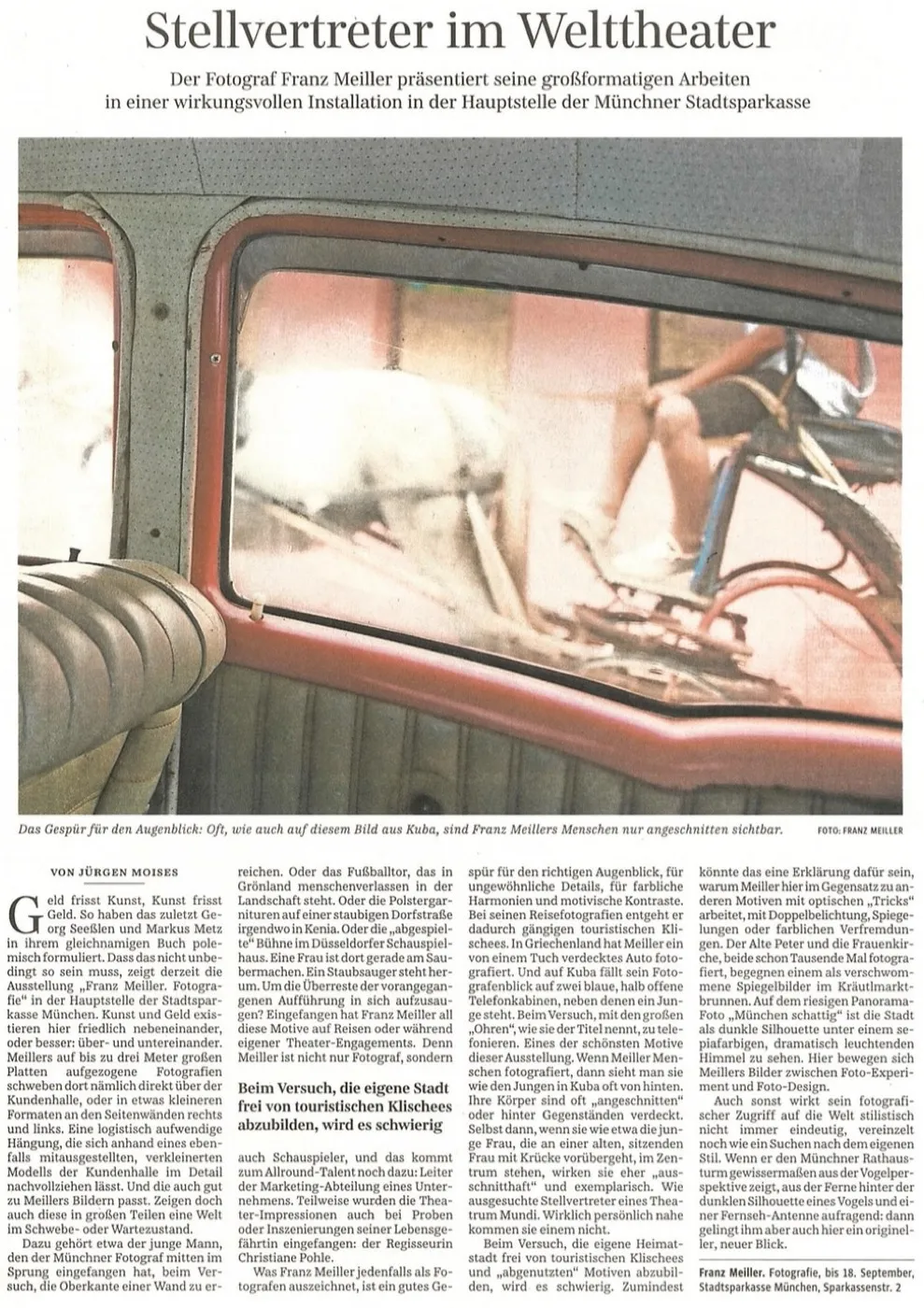 Stellvertreter im Welttheater – Ausschnitt des Presseartikels